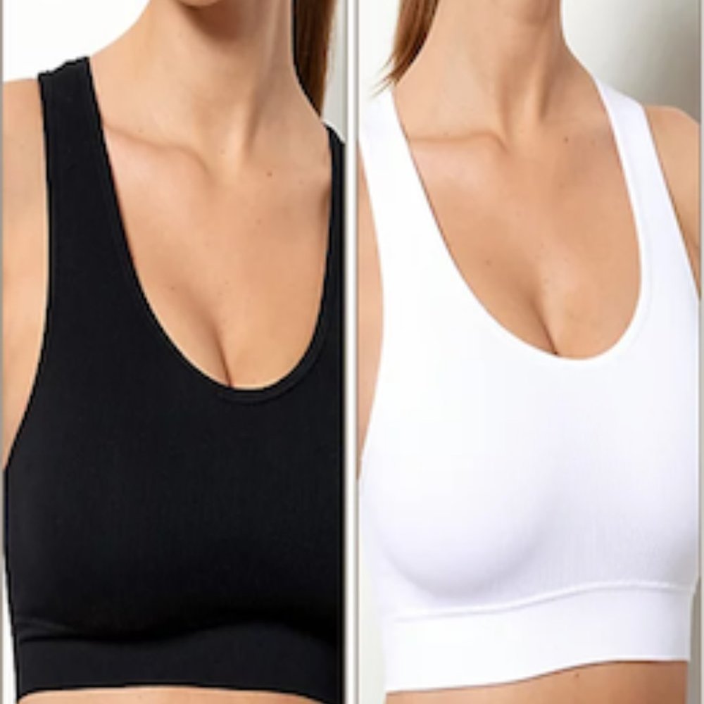 AnyBody Rib Knit Seamless Cozy Lounge Bralette Set of 2
